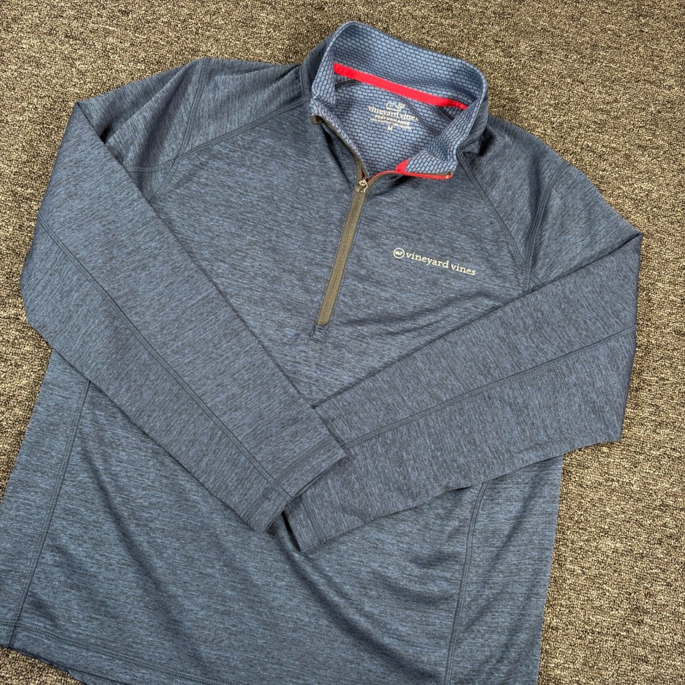 Vineyard Vines Quarter Zip Pullover Mens M Blue Heathered Performance Activewear